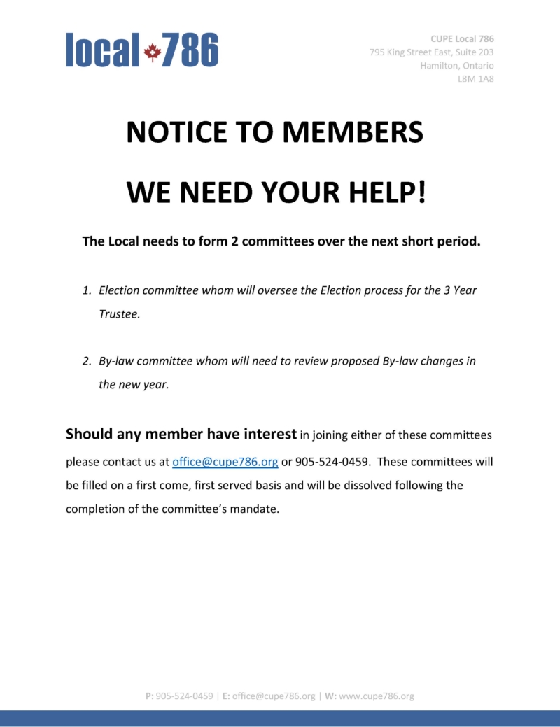 Committee Notice CUPE Local 786 committee-notice-cupe-local-786